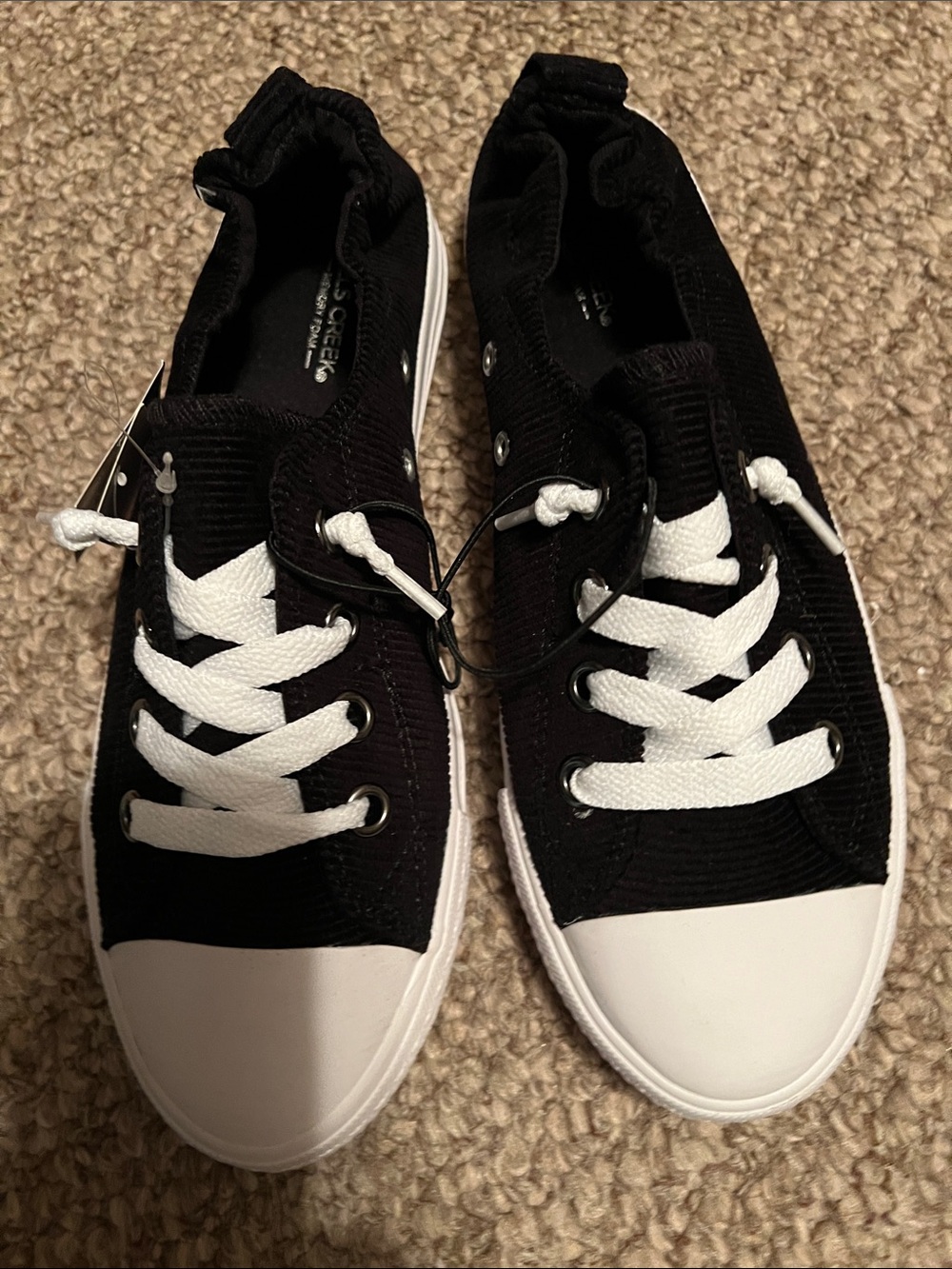 Falls Creek Black and White Slip-On Athletic Sneakers - Picture 2 of 6